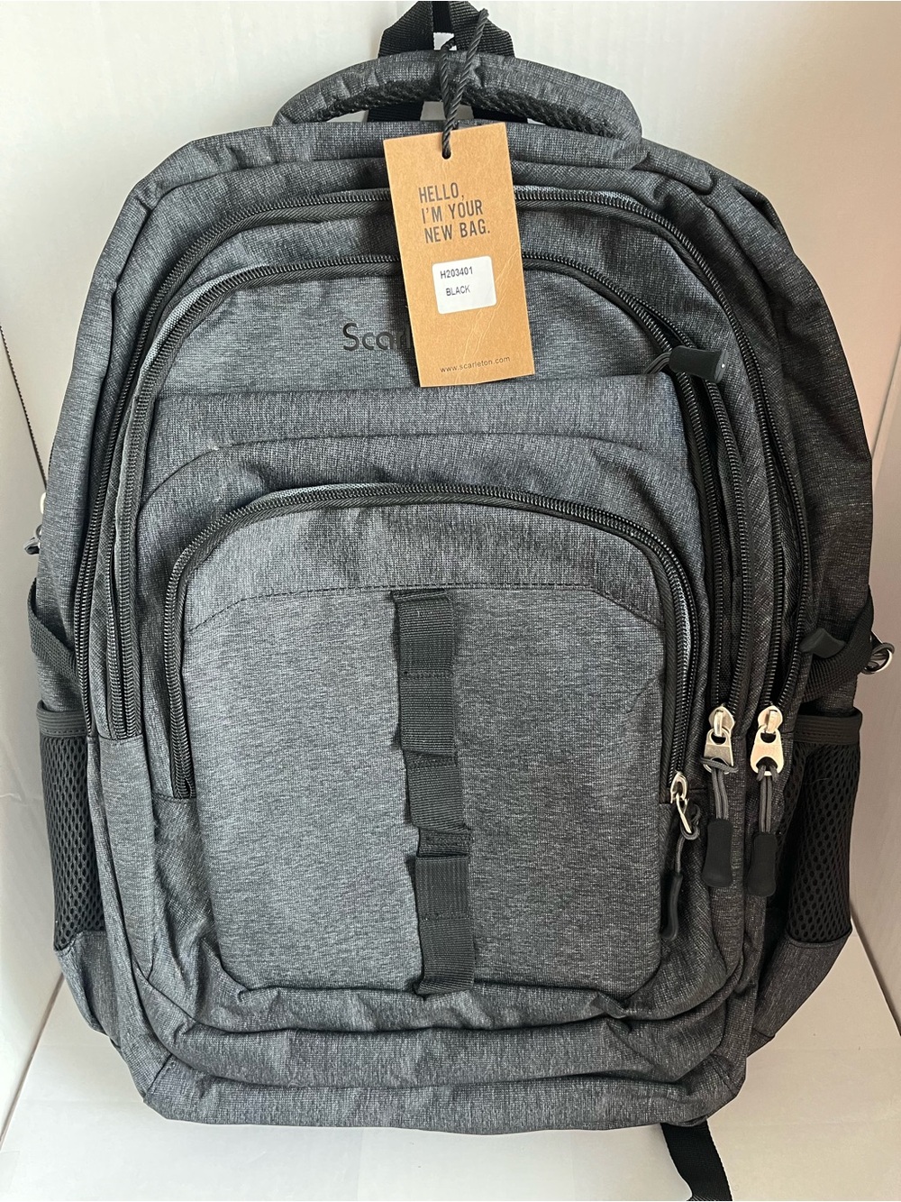 Scarleton Unisex Gray Multi-Compartment Backpack - Classic Travel & Work Bag